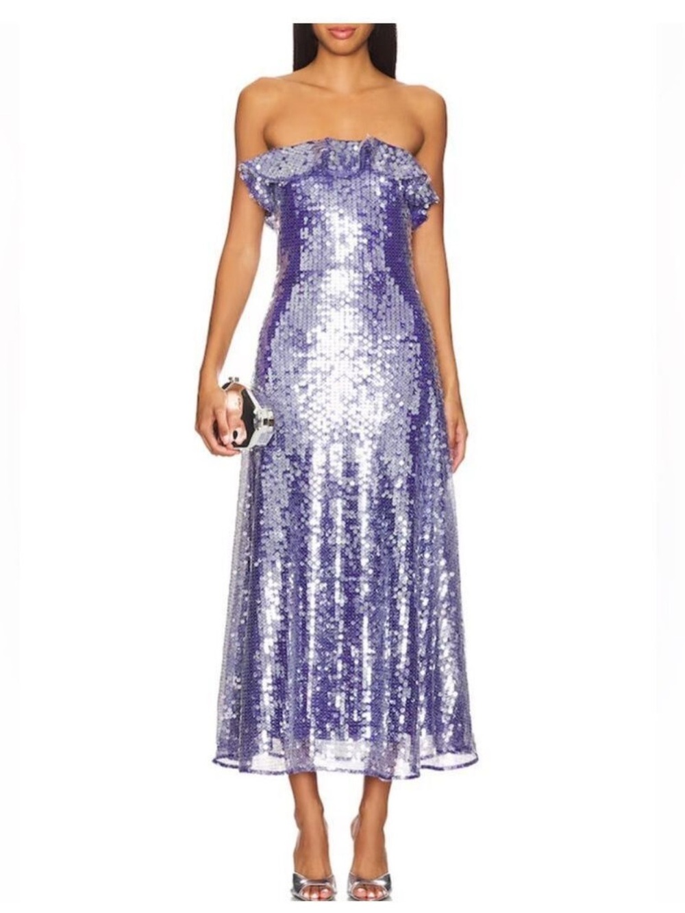 AMUR Braeylnn Mesh Sequin Midi dress